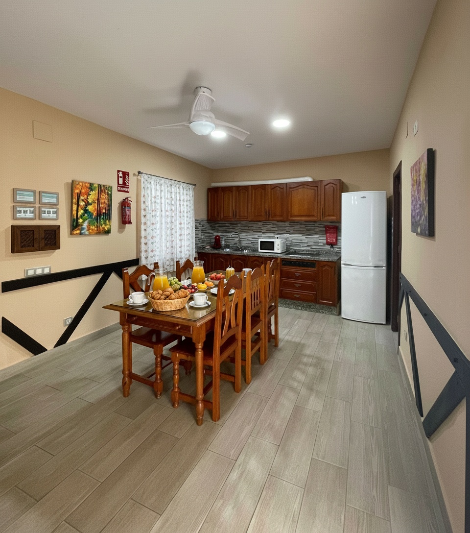 Vista del comedor y cocina